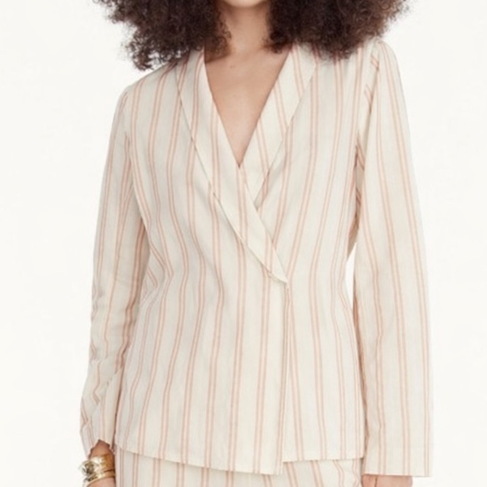 J. Crew Stripe Long Sleeve Wrap Blouse Size Large